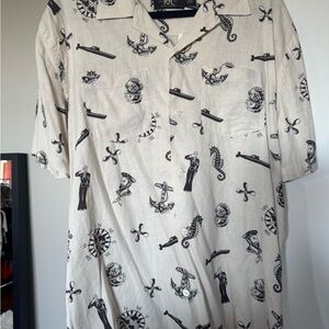 Ralph Lauren Double RL Nautical Print Shirt - Cream and Black